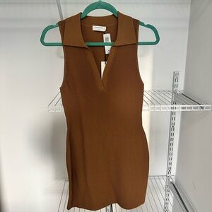 Aritzia Babaton M brown Sculpt Knit Polo Dress